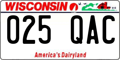 WI license plate 025QAC