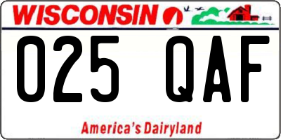 WI license plate 025QAF