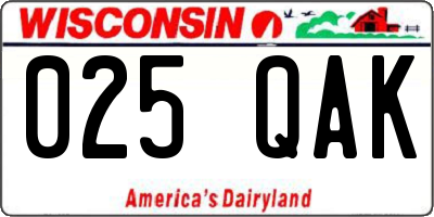 WI license plate 025QAK