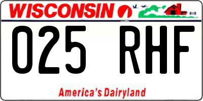 WI license plate 025RHF