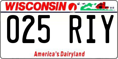 WI license plate 025RIY