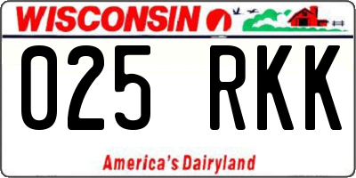 WI license plate 025RKK