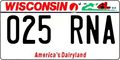 WI license plate 025RNA