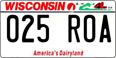 WI license plate 025ROA