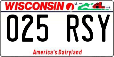 WI license plate 025RSY