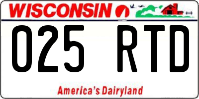 WI license plate 025RTD