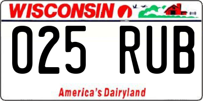 WI license plate 025RUB