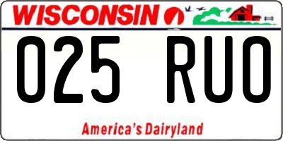 WI license plate 025RUO