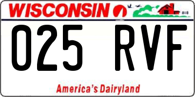 WI license plate 025RVF