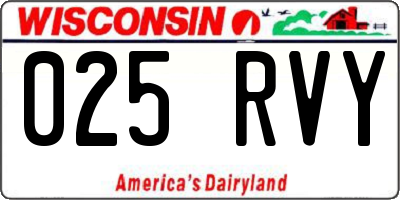 WI license plate 025RVY