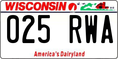 WI license plate 025RWA
