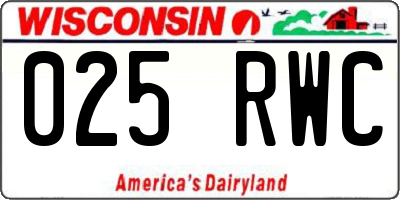 WI license plate 025RWC