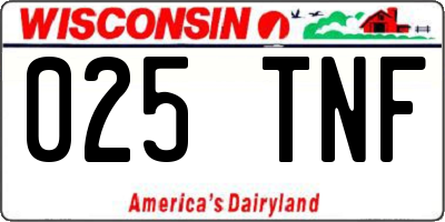 WI license plate 025TNF