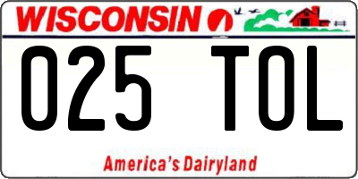 WI license plate 025TOL