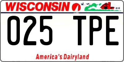 WI license plate 025TPE