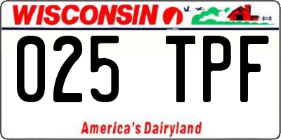 WI license plate 025TPF