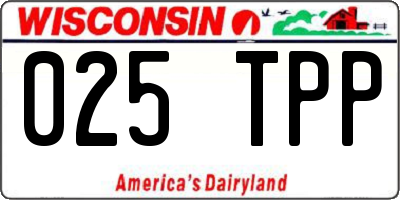 WI license plate 025TPP