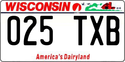 WI license plate 025TXB
