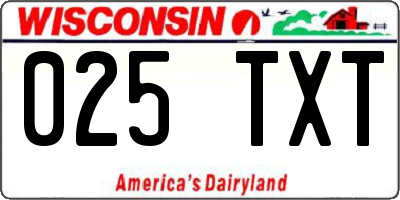 WI license plate 025TXT
