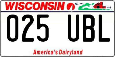 WI license plate 025UBL