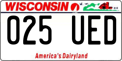 WI license plate 025UED