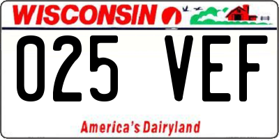 WI license plate 025VEF