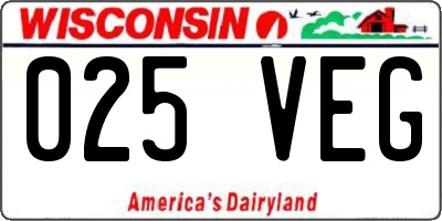 WI license plate 025VEG