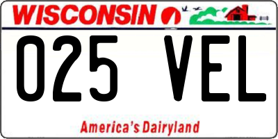 WI license plate 025VEL
