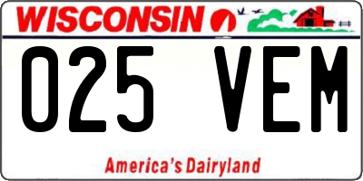 WI license plate 025VEM