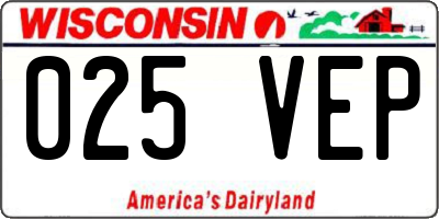 WI license plate 025VEP