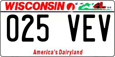 WI license plate 025VEV