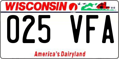 WI license plate 025VFA