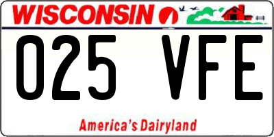 WI license plate 025VFE