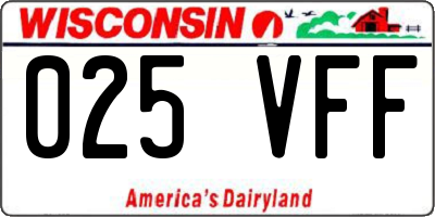 WI license plate 025VFF
