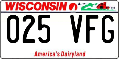 WI license plate 025VFG