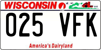 WI license plate 025VFK
