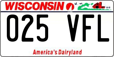 WI license plate 025VFL