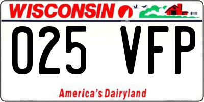 WI license plate 025VFP