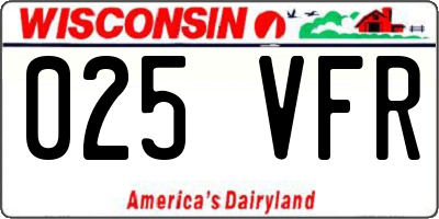 WI license plate 025VFR