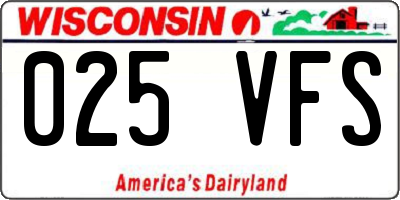 WI license plate 025VFS