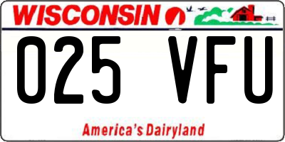 WI license plate 025VFU