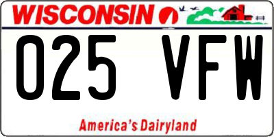 WI license plate 025VFW