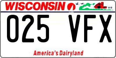 WI license plate 025VFX