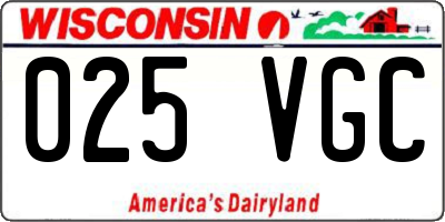 WI license plate 025VGC