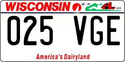 WI license plate 025VGE
