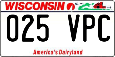 WI license plate 025VPC
