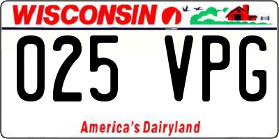 WI license plate 025VPG