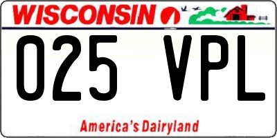 WI license plate 025VPL