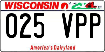 WI license plate 025VPP