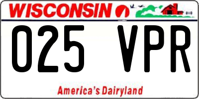WI license plate 025VPR